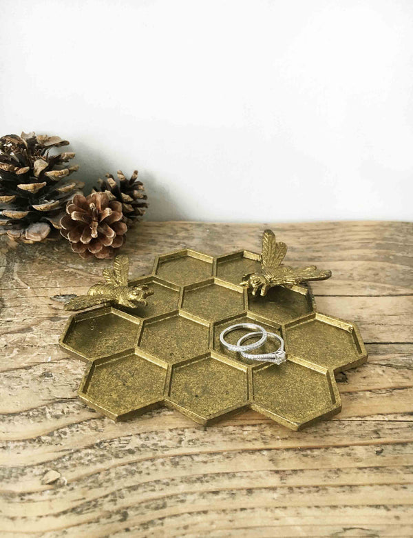Brass Bee Hive Jewellery Dish | The Den & Now