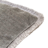 Arya Fringed Velvet Cushion - Grey
