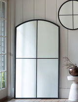 Black Arched Large Window Mirror
