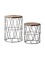 Industrial Set of Drum Side Tables