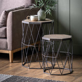 Industrial Set of Drum Side Tables
