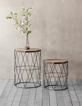 Industrial Set of Drum Side Tables