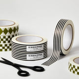 Kinshipped Black & White Striped Paper Tape