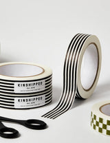 Kinshipped Black & White Striped Paper Tape