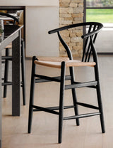 Nara Black Wishbone Bar Stools (Pair)