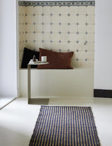 Natural Seagrass & Black Recycled Cotton Striped Rug