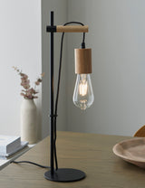 Rafe Wooden & Black Table Lamp