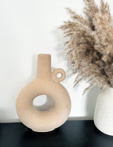 Warm Sand Ceramic Donut Vase