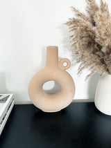 Warm Sand Ceramic Donut Vase