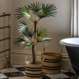 Water Hyacinth Black Striped Baskets (Set of Four)
