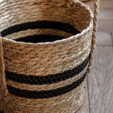 Water Hyacinth Black Striped Baskets (Set of Four)