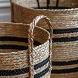 Water Hyacinth Black Striped Baskets (Set of Four)