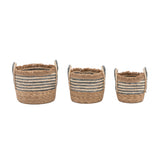Water Hyacinth Striped Baskets (Set of Three)