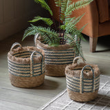 Water Hyacinth Striped Baskets (Set of Three)