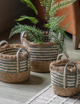Water Hyacinth Striped Baskets (Set of Three)