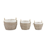 Woven Willow Lined Baskets (Set of Three)