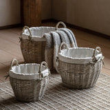 Woven Willow Lined Baskets (Set of Three)