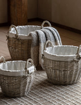 Woven Willow Lined Baskets (Set of Three)