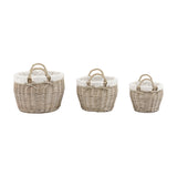 Woven Willow Lined Baskets (Set of Three)