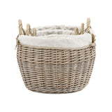 Woven Willow Lined Baskets (Set of Three)