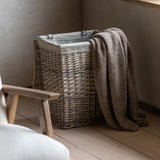 Woven Willow Lined Laundry Basket
