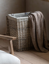 Woven Willow Lined Laundry Basket