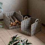 Woven Willow Log Baskets (Pair)