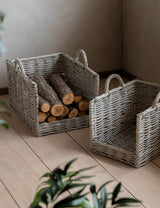 Woven Willow Log Baskets (Pair)