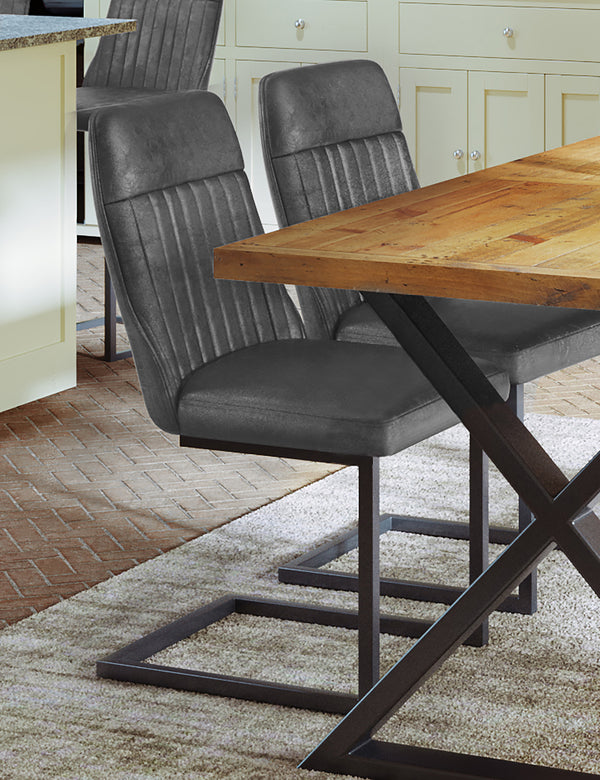 Industrial Rustic Grey Dining Chairs (Pair)