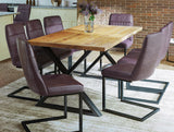 Industrial Rustic Cross Leg Dining Table - Medium- Brown Dining Chairs 