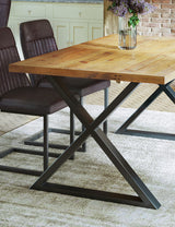 Industrial Rustic Cross Leg Dining Table - Small - Brown Dining Chairs & Bench