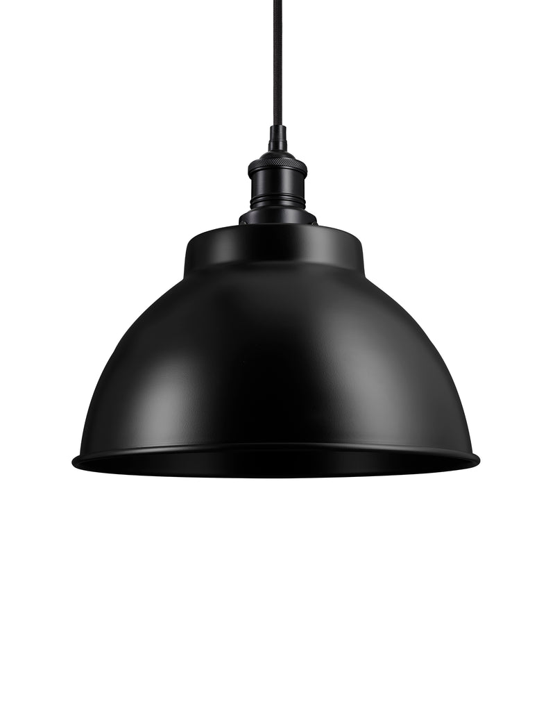 Industrial Brooklyn Dome Black Pendant Light by Industville - Black Holder