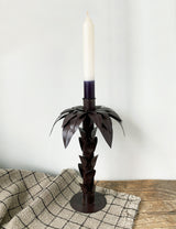 Antique Brown Palm Tree Candle Holder