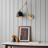 Antique Brass & Black Wall Lamp