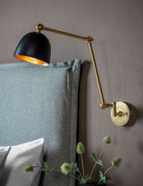 Antique Brass & Black Wall Lamp