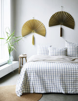 Natural Brushed Organic Cotton Checked Throw