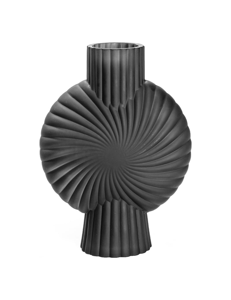 Black Ribbed Organic Vase