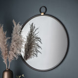 Black Simple Round Mirror