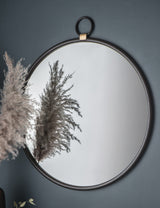 Black Simple Round Mirror