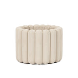 Cement Ribbed Natural Planter - Round Small