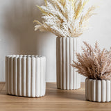 Cement Ribbed Natural Planters & Vase