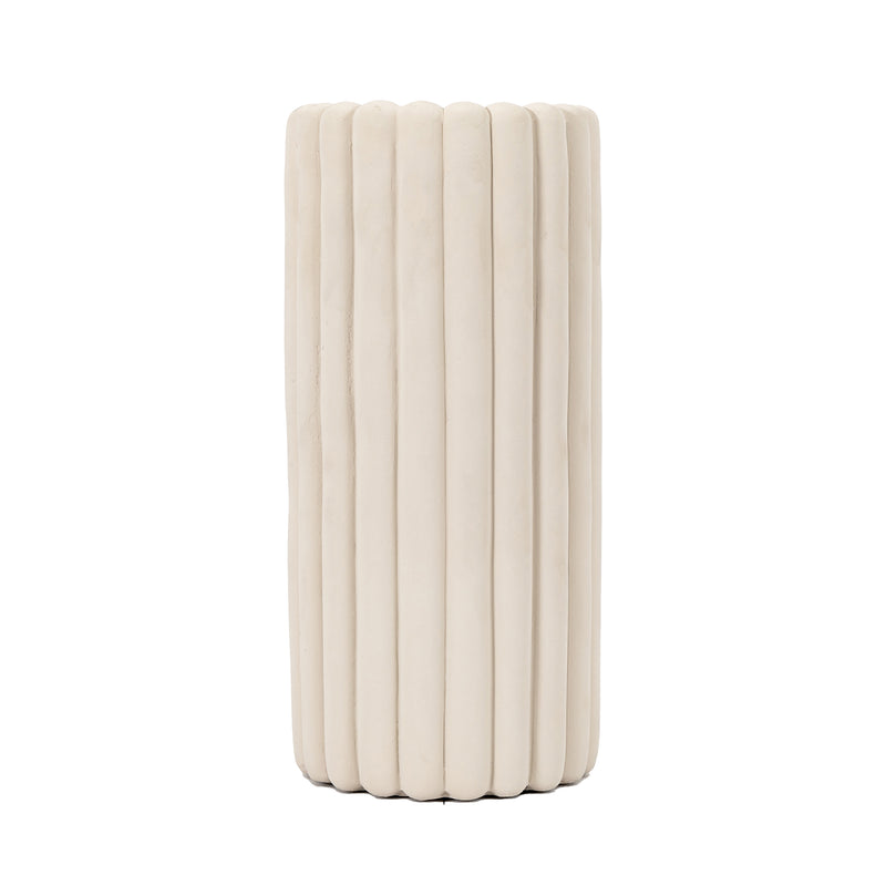 Cement Ribbed Natural Vase