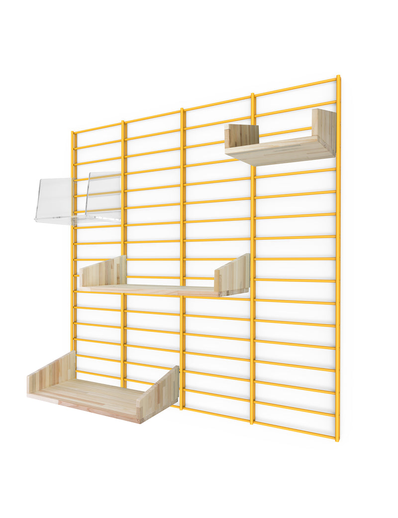 Fency Reclaimed Medium Wall Storage Shelving Unit - Yellow