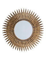 Gold Feather Round Mirror