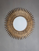 Gold Feather Round Mirror