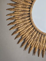 Gold Feather Round Mirror
