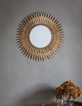 Gold Feather Round Mirror