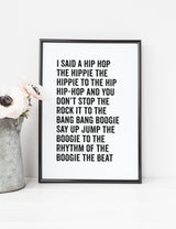Hip Hop Lyric Typography Print
