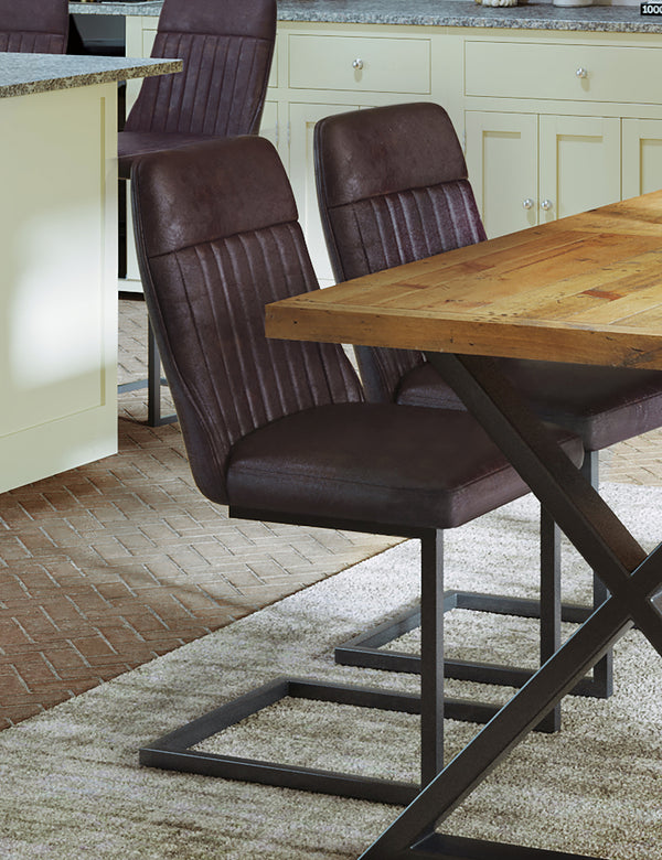 Industrial Rustic Brown Dining Chairs (Pair)