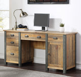 Industrial Rustic Twin Pedestal Home Office Desk